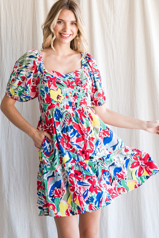 Floral Puff Sleeve Dress