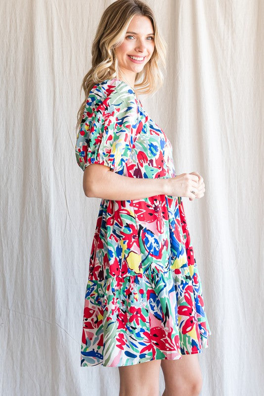 Floral Puff Sleeve Dress