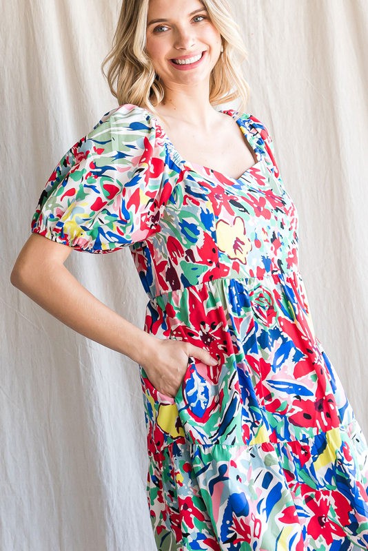 Floral Puff Sleeve Dress