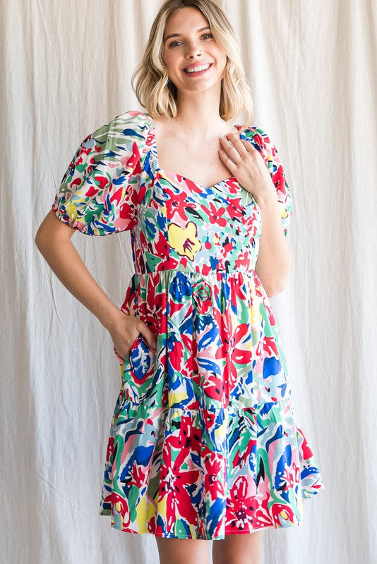 Floral Puff Sleeve Dress