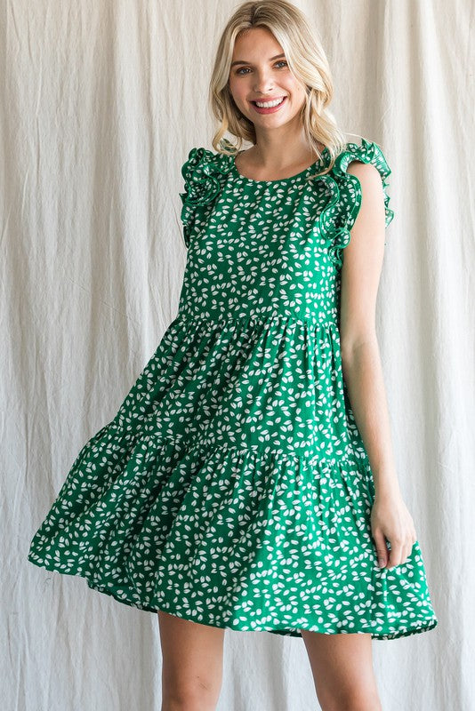Ruffle Shoulder Tiered Dress