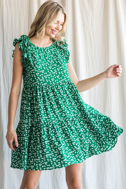 Ruffle Shoulder Tiered Dress