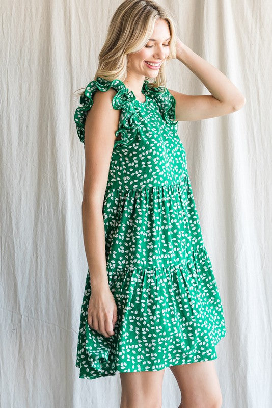 Ruffle Shoulder Tiered Dress