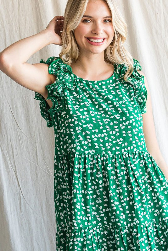 Ruffle Shoulder Tiered Dress