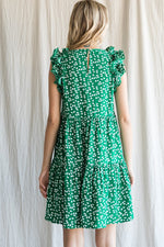 Ruffle Shoulder Tiered Dress
