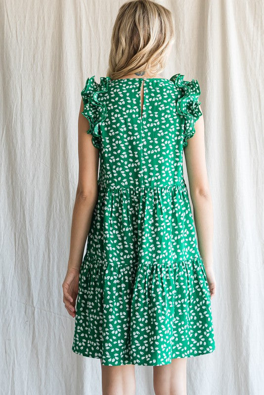 Ruffle Shoulder Tiered Dress