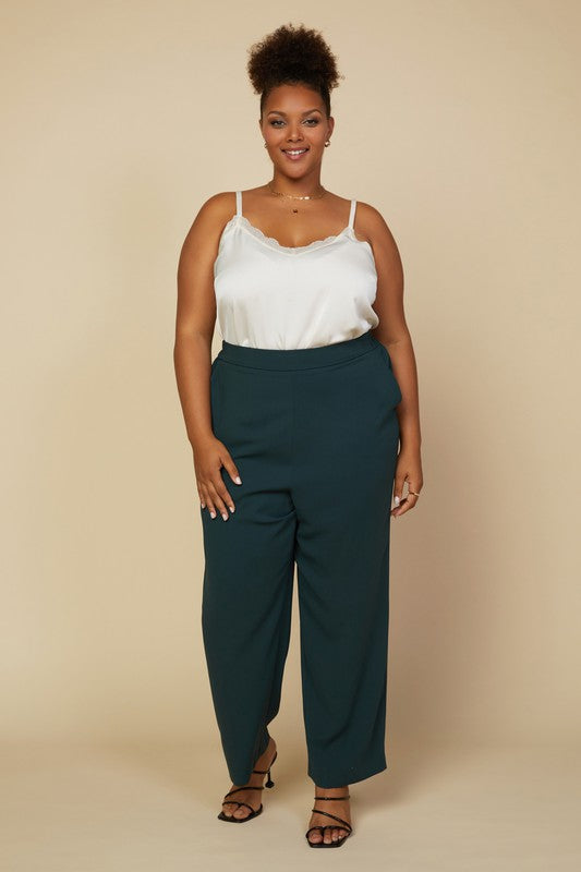 Elastic Waist Tapered Pants (Plus Size - Astro Green)