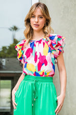 Layered Ruffle Shoulder Top