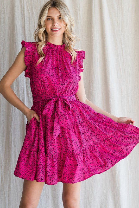 Dot Print Tiered Dress