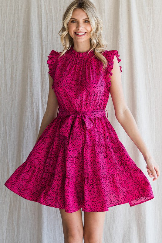 Dot Print Tiered Dress
