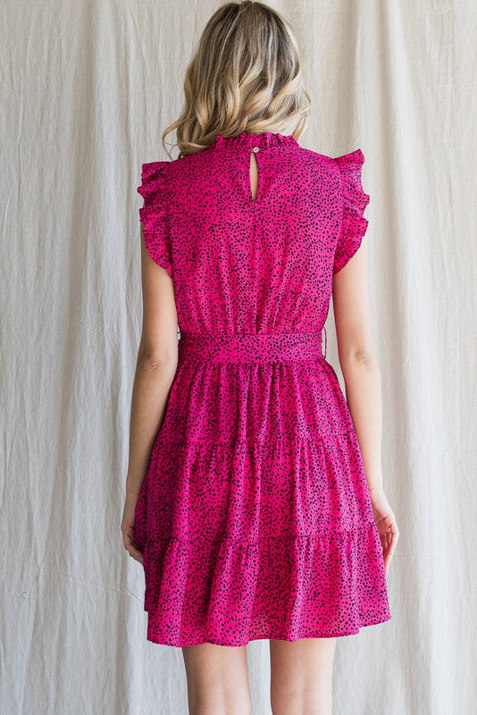 Dot Print Tiered Dress