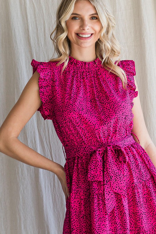 Dot Print Tiered Dress