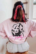 Dolly Parton Face & Signature Unisex Graphic Sweatshirt (Pink)