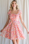 Short Sleeve Textured Flower Babydoll Dress