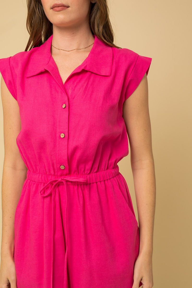 Collared Button Front Romper