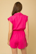 Collared Button Front Romper