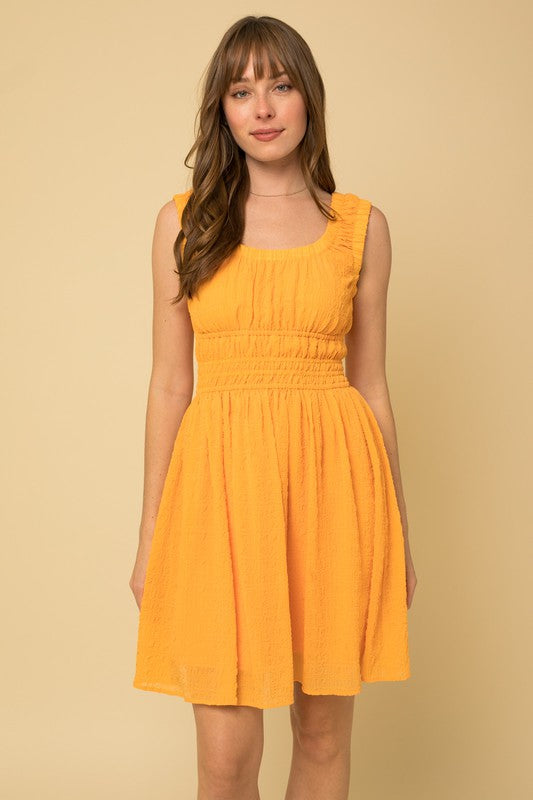 Smock Waist Sleeveless Scoop Neck Dress