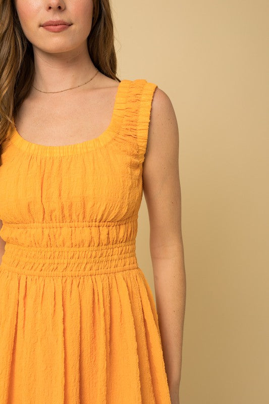 Smock Waist Sleeveless Scoop Neck Dress