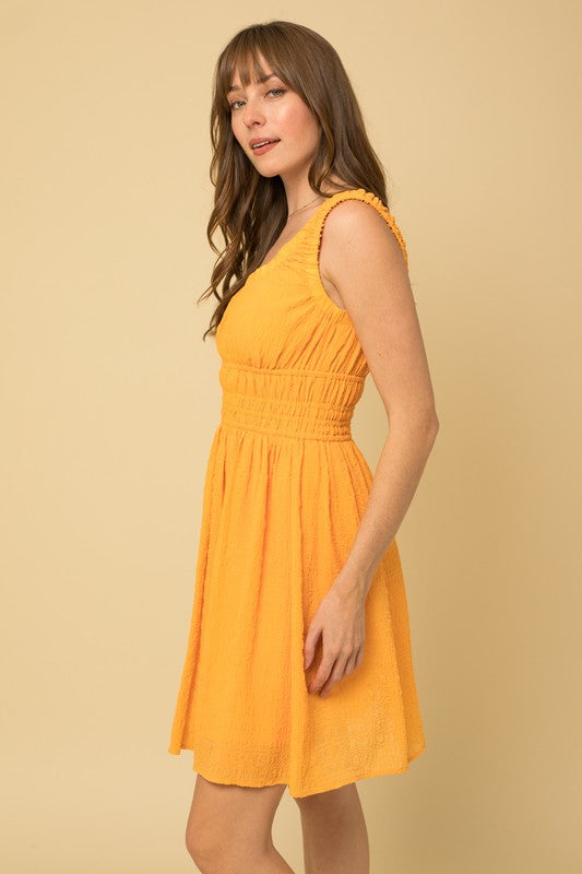 Smock Waist Sleeveless Scoop Neck Dress