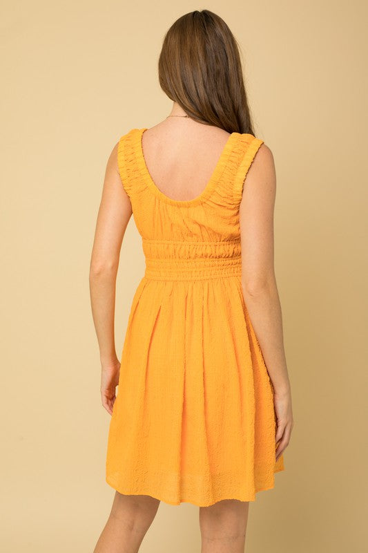 Smock Waist Sleeveless Scoop Neck Dress