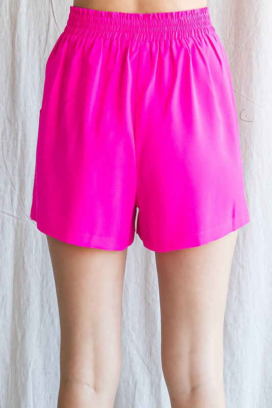 Front Tuck Shorts (Hot Pink - Plus Size)