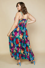 Tropical Print Sleeveless Maxi Dress (Plus Size)