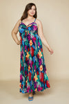 Tropical Print Sleeveless Maxi Dress (Plus Size)