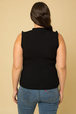 Ruffle Detail Sleeveless Knit Top (Plus Size - Black)