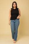 Ruffle Detail Sleeveless Knit Top (Plus Size - Black)