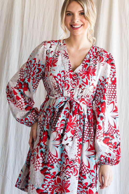 Long Sleeve V-Neck Dress