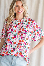 Floral Print Frill Neck Top