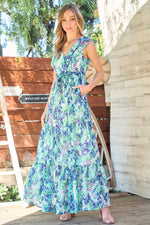 Flutter Sleeve Tiered Maxi Dress