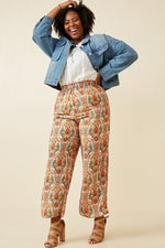 Paisley Print Wide Leg Pants (Plus Size)