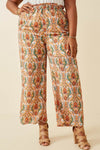 Paisley Print Wide Leg Pants (Plus Size)