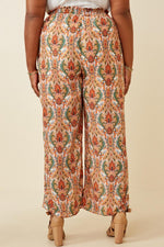 Paisley Print Wide Leg Pants (Plus Size)