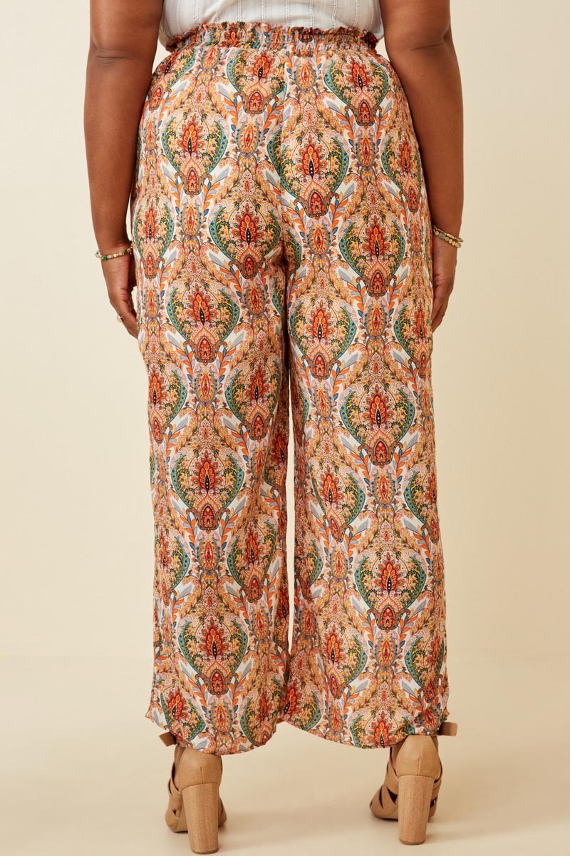 Paisley Print Wide Leg Pants (Plus Size)