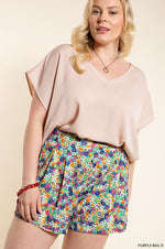 Floral Print Shorts (Plus Size)