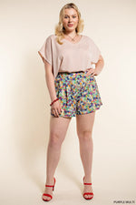 Floral Print Shorts (Plus Size)