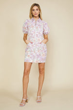 Floral Zip Front Shirt Dress