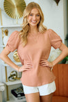 Twist Sleeve Back Button Top (Dusty Coral)