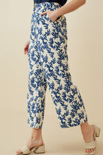 Blue & White Printed Wide Leg Pants