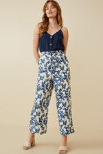 Blue & White Printed Wide Leg Pants