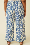 Blue & White Printed Wide Leg Pants (Plus Size)