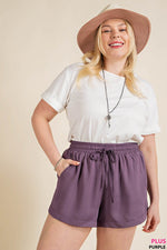 Elastic Waist Side Pocket Shorts (Plus Size)