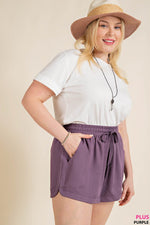 Elastic Waist Side Pocket Shorts (Plus Size)
