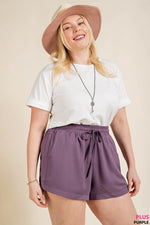 Elastic Waist Side Pocket Shorts (Plus Size)