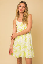 Side Cut Out Neon Floral Sleeveless Dress