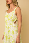 Side Cut Out Neon Floral Sleeveless Dress