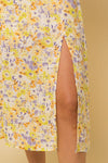 Front Slit Floral Print  Midi Skirt