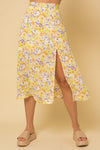 Front Slit Floral Print  Midi Skirt